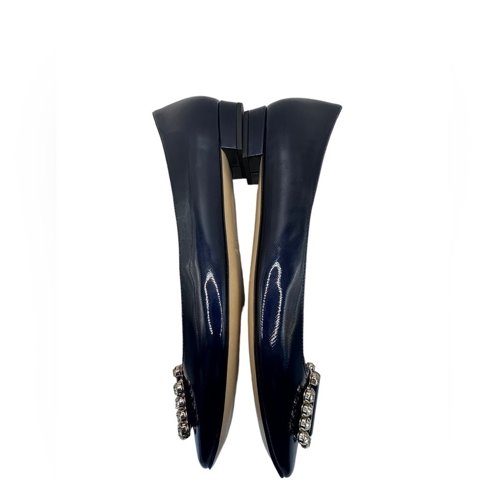 Kate Spade Women's Navy Patent Leather Jewel Buckle Toe Flats Size 10 NWOT - Picture 10 of 12